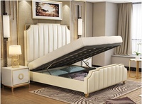 Luxuriöses Kingsize-Bett mit PU-Lederpolsterung, Stauraum, Gepolstertem Kopfteil und Nagelkopf-Verzierung, Moderne Hotel-Schlafzimmermöbel OEM