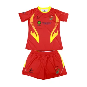 Set Jersey Rugby Tim Olahraga Kustom, Seragam Rugby Pola Warna Sublimasi