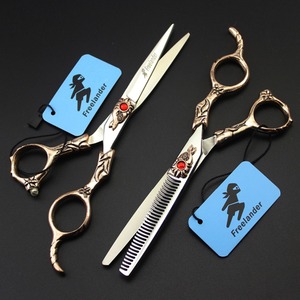 Ciseaux de coiffure professionnels 6,0 pouces Freelander 440C TB-67 Red Diamond Sun Flower – Indispensable pour salon de coiffure haut de gamme – Magnifiques ciseaux - Product Image 4