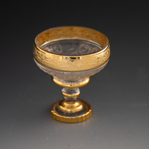 Frutero <span class=keywords><strong>de</strong></span> Cristal Dorado Estilo Árabe con Base - Product Image 2