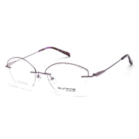 Monturas de gafas de titanio al por mayor en stock, gafas de diseño sin montura para mujer