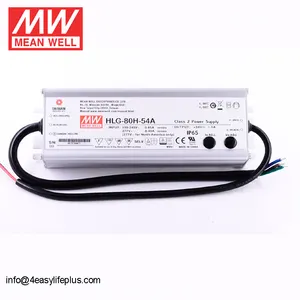 7 שנות אחריות 80 W 54 V נהג מתכוון גם LED HLG-80H-54A עם תפקוד PFC