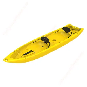 China wholesale cheap plastic no inflatable 3 seats double fishing family sea kayak with canoe kayak accessories