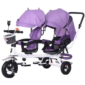 Poussette <span class=keywords><strong>tricycle</strong></span> 4 <span class=keywords><strong>en</strong></span> <span class=keywords><strong>1</strong></span> pour enfants, grand <span class=keywords><strong>tricycle</strong></span> avec poignée pour parents, <span class=keywords><strong>3</strong></span> roues, double siège, cm - Product Image 4