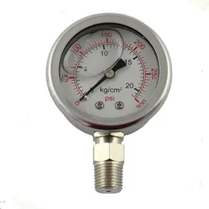 1.5 "(40mm) 모든 스테인리스 스틸 바닥 연결 글리세린 충전 압력계/압력 게이지 - Product Image 1