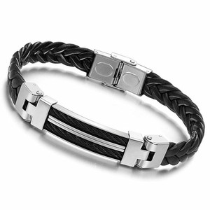 Marlary di Marca Degli Uomini di Modo Del Braccialetto di Lusso In Acciaio Inox Braccialetto di Cuoio - Product Image 1