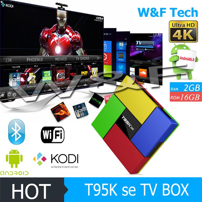 Бесплатный телеканал приемник 2 ГБ оперативной памяти 16gm rom t95k se android 6.0 amlogic s905x quad core tv box 4 К