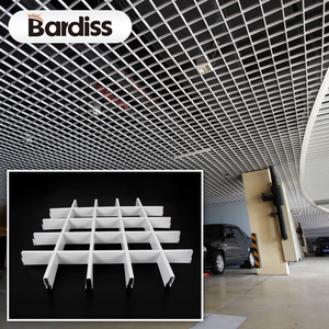 Faux plafond décoratif en grille métallique blanche pour intérieur, 100 x 100, en aluminium à cellules ouvertes - Product Image 1