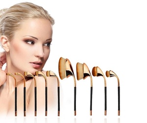 Caliente venta oval suave cepillo de dientes maquillaje pinceles cabeza conjunto etiqueta privada - Product Image 1