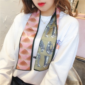 Delle donne Giraffa di Stampa di <span class=keywords><strong>Collo</strong></span> Sacchetti di Decorazione Del Nastro Dei Capelli Sciarpa di Seta Skinny Sciarpa - Product Image 4
