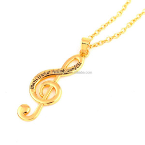 Bijoux symbole musical, la musique est ce que les sentiments sonnent comme, collier pendentif en or note de musique tendance - Product Image 1