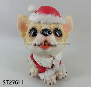 Bonito filhote de cachorro bonito de resina, enfeite de natal para presente