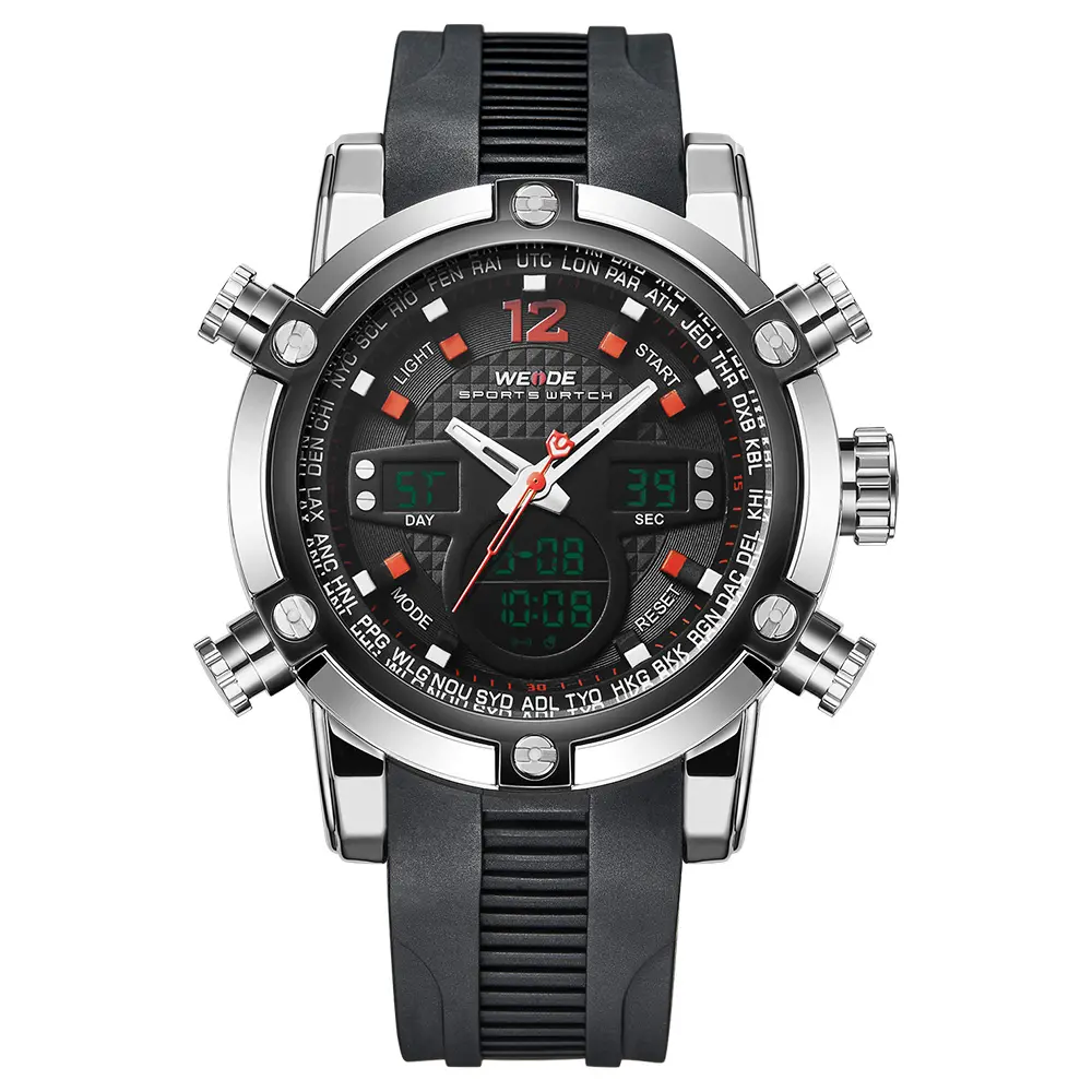 WEIDE Brand WH5205-12C Fashion Sport Digital Quartz Wristwatch Silicone Rubber Band Strap Watch