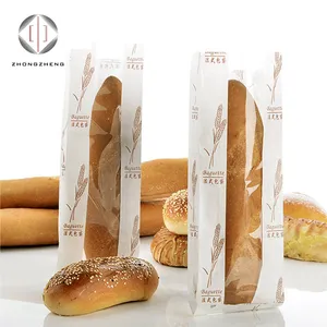 Bolsa de pan para embalaje, embalaje de papel Kraft respetuoso con el medio ambiente, grado alimenticio, tamaño largo, Baguette francés, logotipo personalizado marrón para panadería