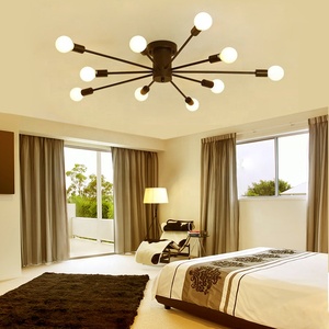 Simig โคมไฟระย้าแบบแขวน,โคมไฟระย้าแขวนเพดานเหล็กดัดกระจกสีดำสไตล์ลอฟท์หรูหราทันสมัย - Product Image 5