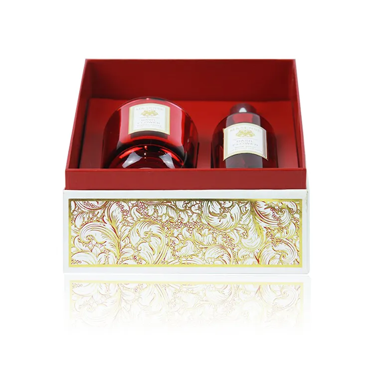 Basil Flower Hand-made Box Custom Room Spray Candle and Reed Diffuser Gift Set