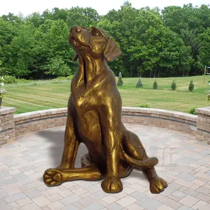 Westerse Stijl outdoor kleine gegoten messing hond standbeeld