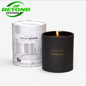 Eco Friendly Recycled Round Kraft Paper Packaging Cardboard Tube For Empty Candle Jar With Luxury Box