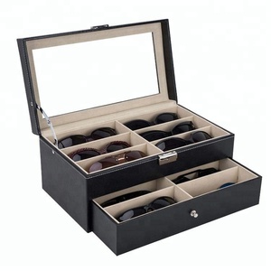 Cofanetto Portatile in Pelle per 12 <span class=keywords><strong>Occhiali</strong></span> con Cassetto e Serratura, Organizzatore e Espositore - Product Image 2