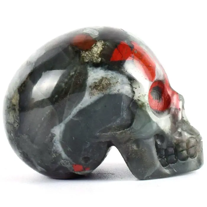天然アフリカンブラッドストーンクォーツ彫刻頭蓋骨クリスタルヒーリングクォーツ頭蓋骨彫刻