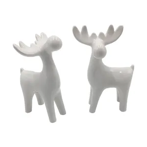 Hot Sale White Ceramic Reindeer For Home Christmas Decorations