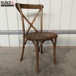 Sillas de Madera de Haya Estilo Vintage Francés con Respaldo Cruzado y Asiento Acolchado - Product Image 5