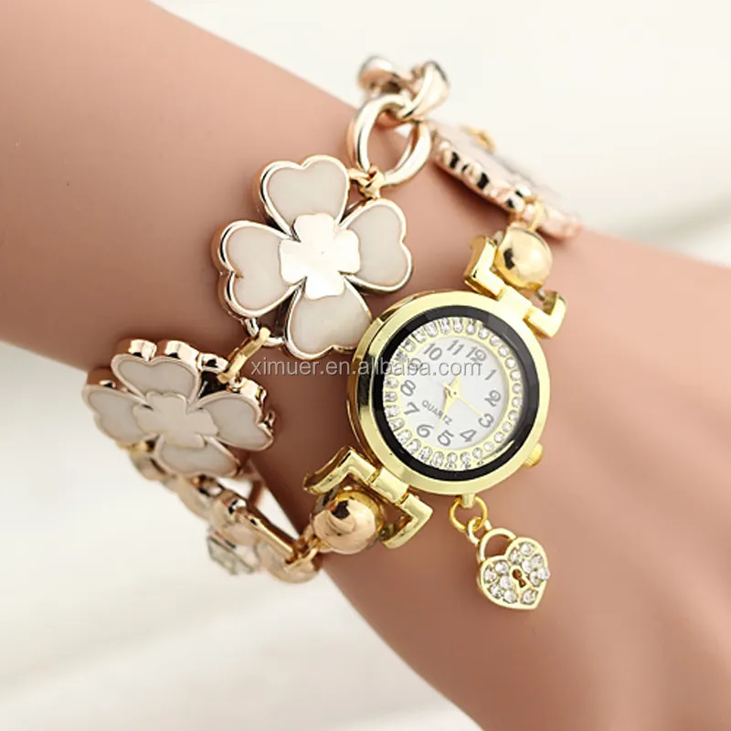 Fancy clover bracelet quartz fashion lady watch