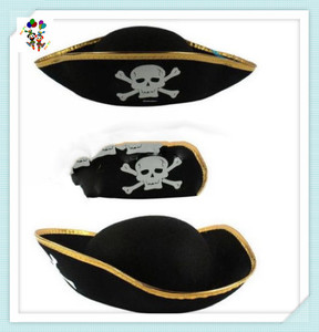 Ucuz özel yetişkin Buccaneer korsan <span class=keywords><strong>Tricorn</strong></span> siyah renk cadılar bayramı parti şapkaları HPC-2093 - Product Image 4