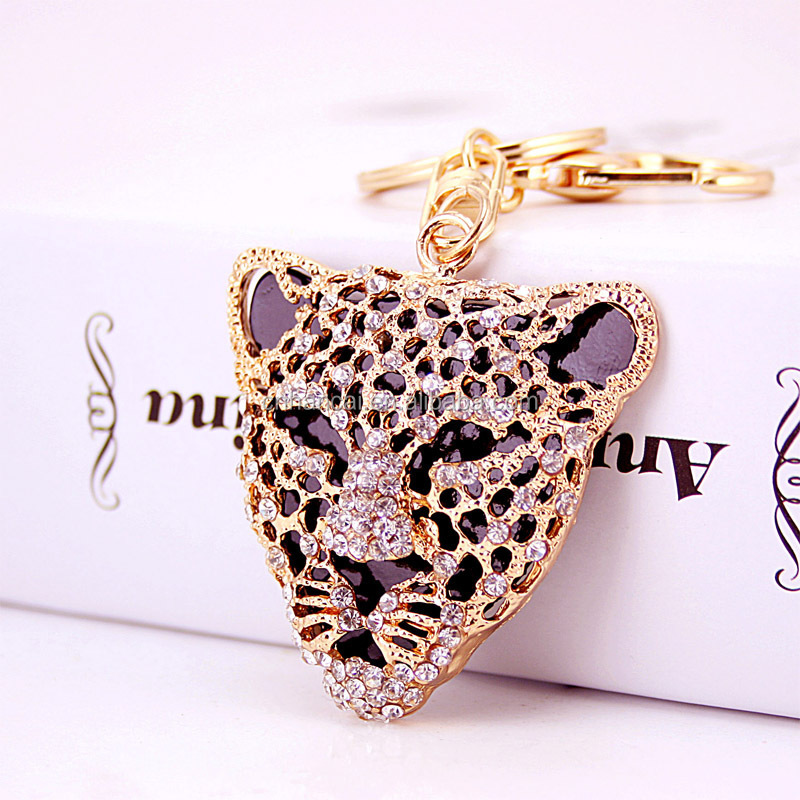 Милая подвеска в виде головы леопарда с кристаллами, модный кошелек, сумочка, брелок для автомобильных ключей, любимый креативный подарок
