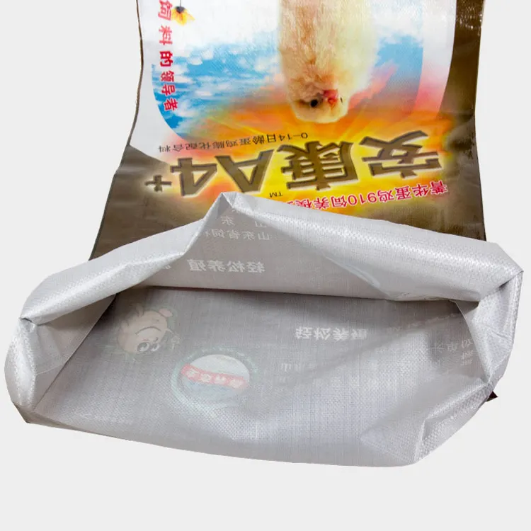 फैक्टरी थोक 20 kg 30 kg खाद्य bopp, opp के लोगो के साथ पैकेजिंग बोरियों पशु चिकन फ़ीड बैग 50 kg