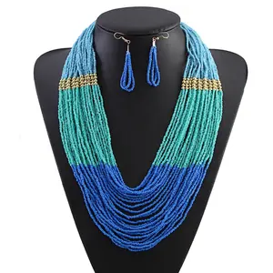 MO2019009 Grosir Fashion Bohemian Hot Sale Handmade Etnis Perhiasan Manik-manik Wanita Kalung