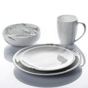 Venta caliente banquete brillante China conjunto de cena de cerámica de diseño de mármol juego de vajilla de ~ - Product Image 5