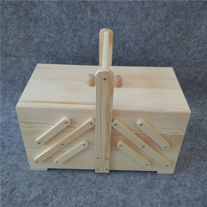 Grande boîte à <span class=keywords><strong>couture</strong></span> <span class=keywords><strong>en</strong></span> <span class=keywords><strong>bois</strong></span> vintage, fournitures de <span class=keywords><strong>couture</strong></span>, boîte pliable - Product Image 2