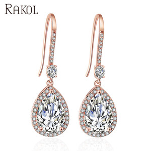 RAKOL EP2207 2025 kadınlar için güzel tasarım beyaz altın kübik zirkonya küpe - Product Image 6