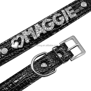 Beirui diseñador de moda de lujo PU encantos de letras personalizar <span class=keywords><strong>collar</strong></span> de perro mascota - Product Image 4