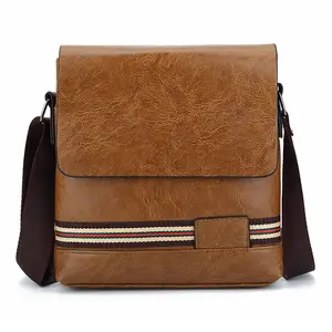 Bolsa de Mensajero de Cuero <span class=keywords><strong>Negra</strong></span> Personalizada para <span class=keywords><strong>Hombre</strong></span>, Diseño Moderno y Elegante, Marcas Nuevas, Hecha de Material PU - Product Image 1
