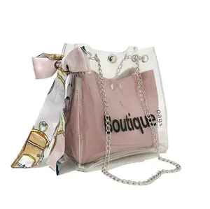 Bolsas de geléia para mulheres, conjunto de 2 peças de pvc, cor pastel, bolsa de ombro único para mulheres