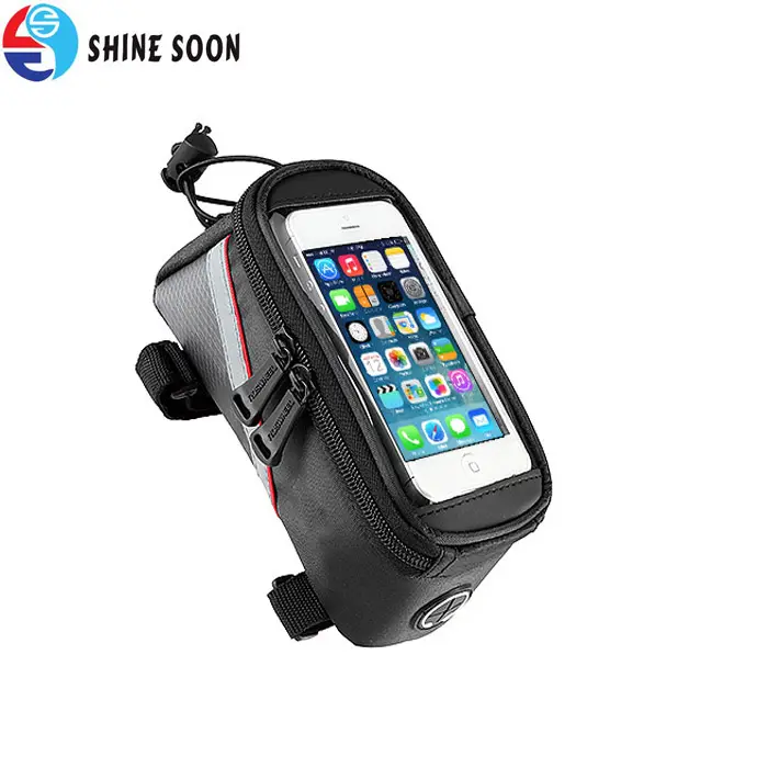 Bicycle Front Bag Fixed On Bike Headset Hole Waterproof Phone Bag Polyester 450D PVC PE+EVA Smart Phone Bag