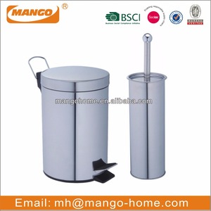 Juego de Cubo de Basura con Pedal de Acero Inoxidable y Escobilla para Inodoro - Product Image 2