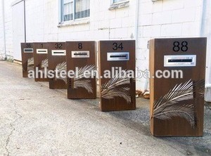 Gaya Modern Berkarat Corten Steel Kotak Surat untuk Rumah