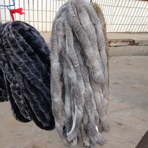 ALICEFUR Cheap price multipurpose rabbit fur strips real rabbit fur trimming for sale