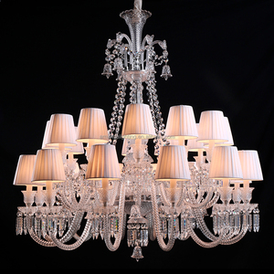 Elegante <span class=keywords><strong>Lampadario</strong></span> Barocco in Cristallo <span class=keywords><strong>Vintage</strong></span> Italiano con Paralume in Tessuto per Arredamento Casa - Product Image 1