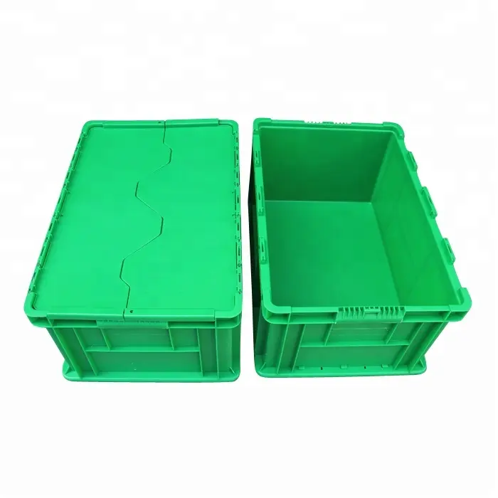 QS Lớn Công Nghiệp Tổ Nhựa Stackable Totes Nhựa Container Nhựa Di Chuyển Thùng Hậu Cần Lưu Trữ Hộp Bin Bản Lề Nắp