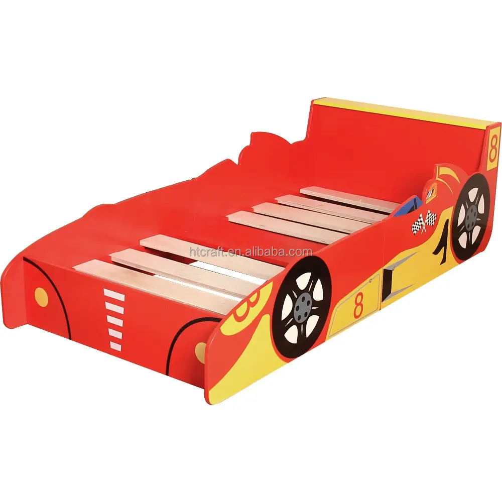 HT-SCSB01 أحدث أثاث غرف نوم اطفال سرير خشبي سرير بارد للبيع في شكل سيارة سباق