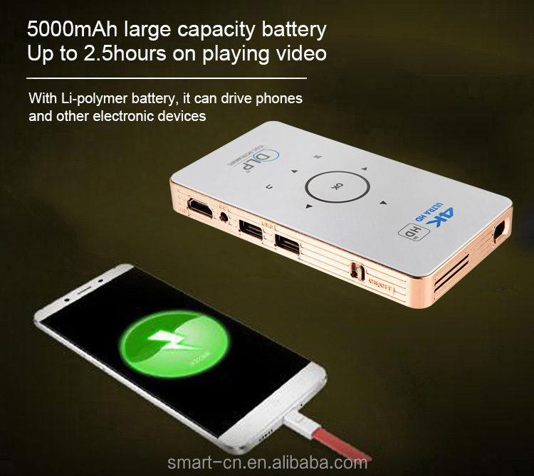 Usine Le Plus Récent 4 k mini projecteur intelligent pico projecteur de poche Android Bluetooth DLP Projecteur plus petit