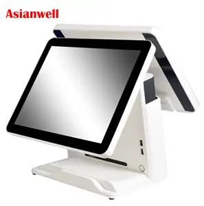 Asianwell AW-T2 כפולה תצוגת מסעדת קופה מערכת כל אחד מגע מסך קופה