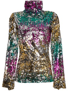 New Design Popular High Neck Long Sleeve <strong>Sequin</strong> <strong>Top</strong> Ladies Blouses &amp; <strong>Tops</strong> - Product Image 5