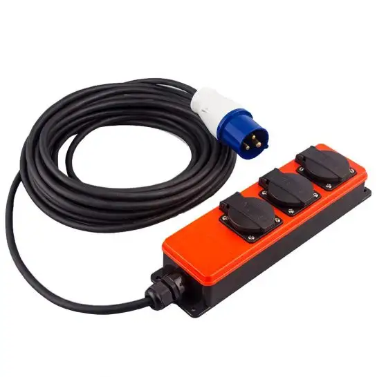 Uitbreiding Adapter Cord 3 Outlet Duits/Frankrijk/Brittannië/Denemarken/Zwitserland/Australië/Us Socket Iec 60309 Plug