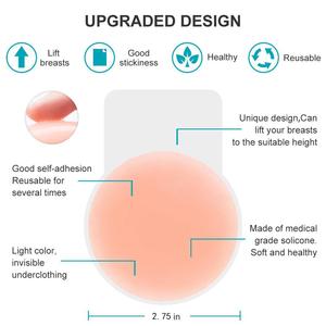 Almohadillas Adhesivas de silicona para sujetador, Invisible, Push Up, redondo, para mujer - Product Image 2