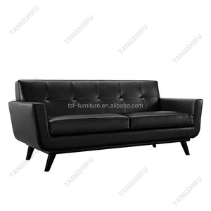 الكلاسيكية منجد مقعد الحب باللون الأسود المستعبدين أريكة جلدية - Product Image 2